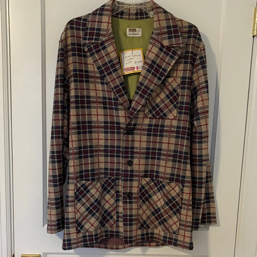 Vintage Montgomery Ward Plaid Sport Coat/Blazer for Men